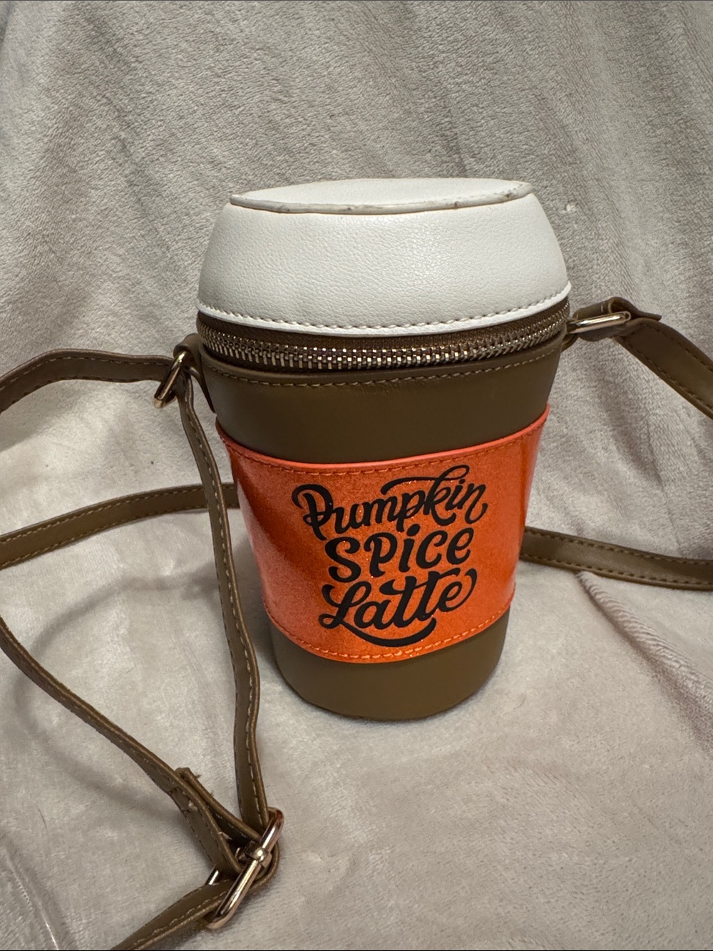 MAD Engine Pumpkin Spice Latte Novelty Crossbody - White, Orange, Brown